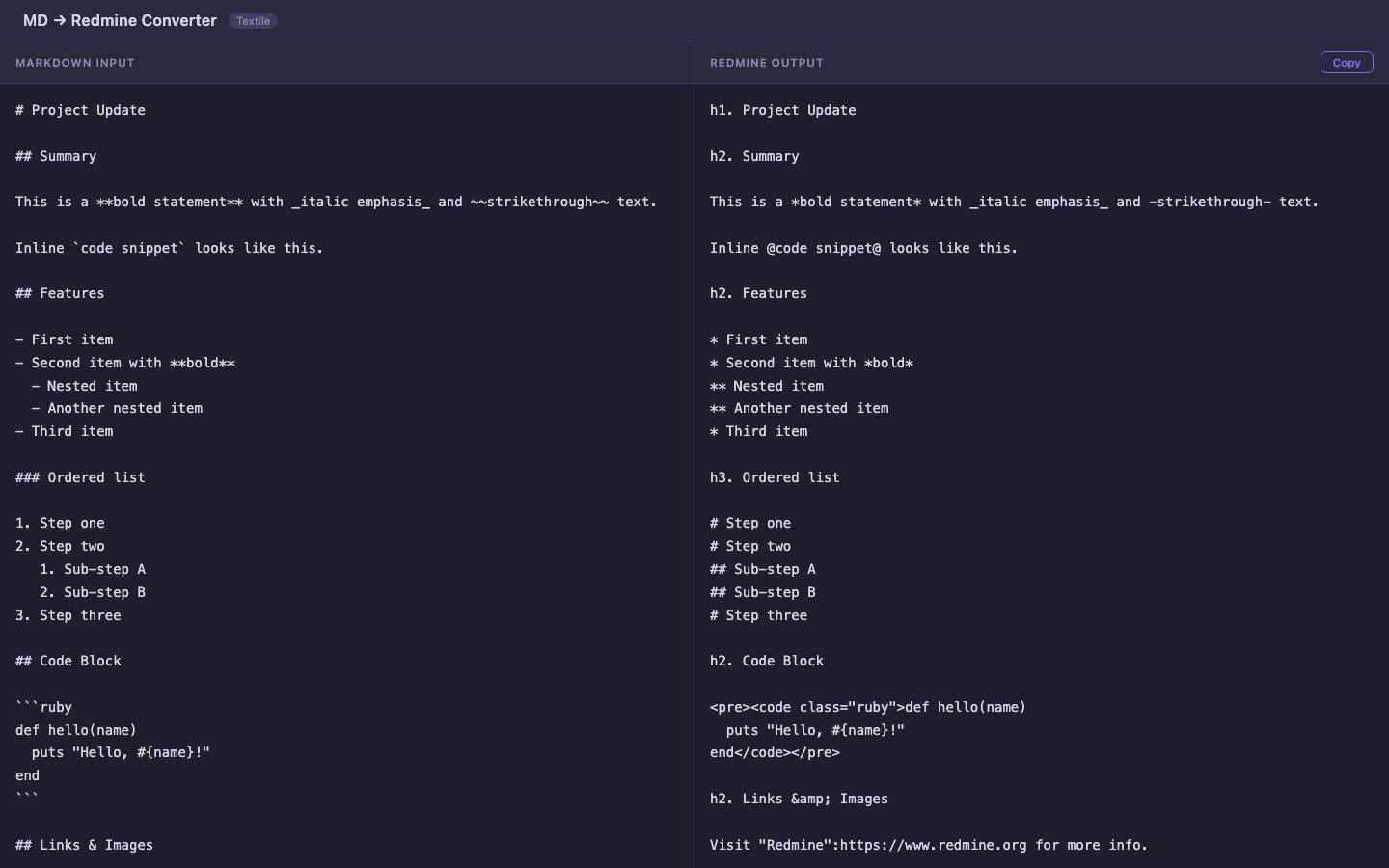 MD → Redmine